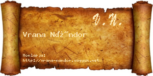 Vrana Nándor névjegykártya
